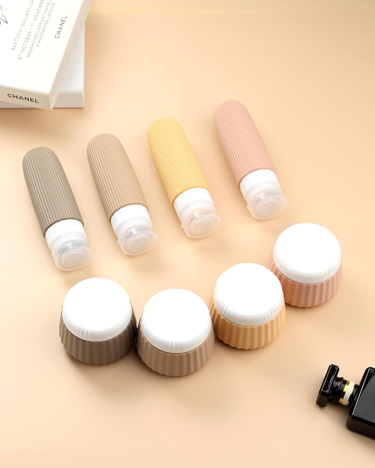 Travel Bottles 8 Pack, TSA Approved 3 oz Toiletries Containers, Leak Proof Silicone Squeezable Essentials Jars with Clear Bag