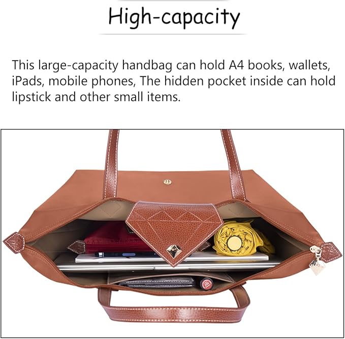 Women Tote Bag,Stylish Waterproof Nylon Ladies Shoulder Bag, Folding Beach Travel Bag for Work,Shopping, Large