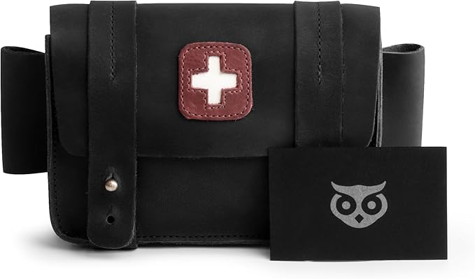 Hide & Drink, Empty First Aid Bag, Mini Medical Storage Pouch, Rectangular Bag for Survival Kit, Full Grain Leather, Handmade