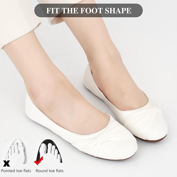 Ecetana Womens Flats Shoes Dressy: Round Toe Bowknot Suede Foldable Ballet Flats Comfortable Casual Slip On Loafers