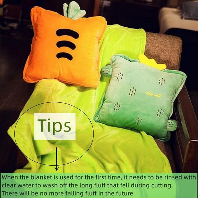 Rikyo 15" Stuffed Fruit Travel Blanket and Pillow Set,3 in 1 Plush Stuffed Hugging Pillow with Warming Hands Pillow Blanket for Kids Gift Airplane Train Bed Office Nap (Watermelon Red-Watermelon)