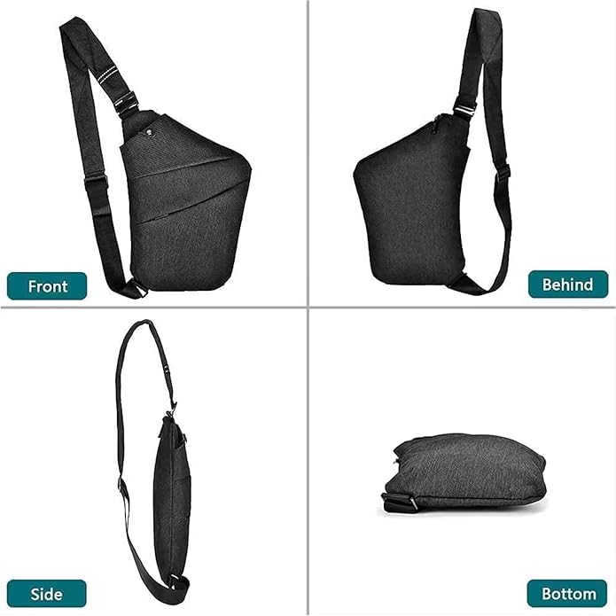 Crossbody Sling Bag, Water-Resistant Anti Theft Chest Pack, Minimalist Commuter Daypack for Travel Hiking Work