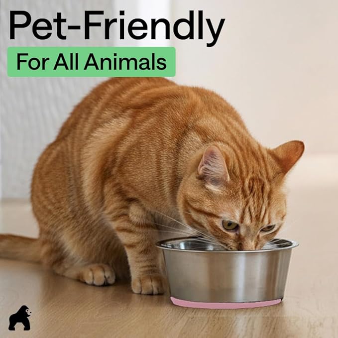 GORILLA GRIP Dog Bowls, Heavy Duty 304 Stainless Steel, Holds 6 Cups Each (48 fl oz) Food and Water Bowl for Feeding Dogs and Cats, Dishwasher Safe, Rust Resistant, BPA Free Rubber Base Set of 2 Pink