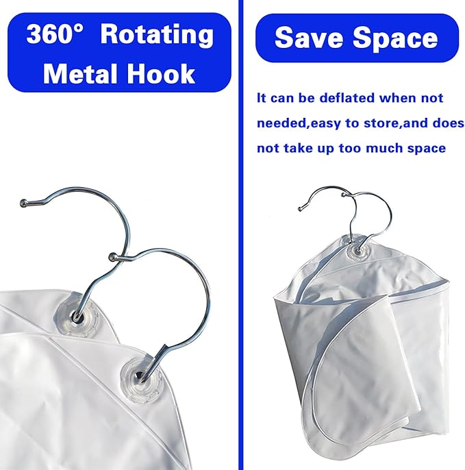 5pcs Inflatable Hanger Travel, White Round Shoulder, Portable Folding Clothes Drying Rack with Metal Hook Space Saving Coat Storage Set Foldable