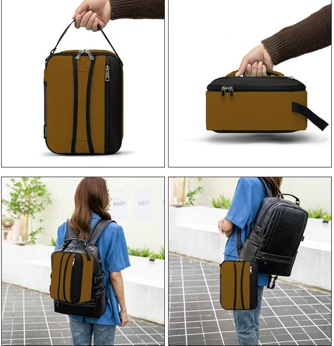 BEIMILY Lunch Box for Men Women Adults,Small Insulated Lunch Bag for Office Work Picnic,Reusable Portable Lunchbox,Soft Cooler Tote Bag(Brown)