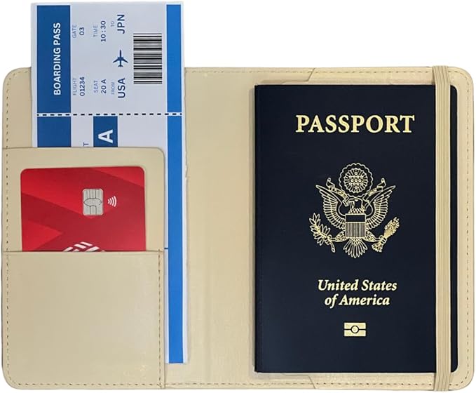 Smart Passport Holder with Built-in Wireless Tracker – MFi Certified – Compatible with Apple Find My – Travel Wallet with Card Slots, Boarding Pass Pocket & SIM Storage – PU Leather (Milky White)