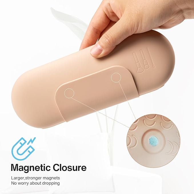 Silicone Makeup Brush Holder Travel Cosmetic Bag Soft Portable Cosmetic Face Brushes Holder with Magnetic Closure