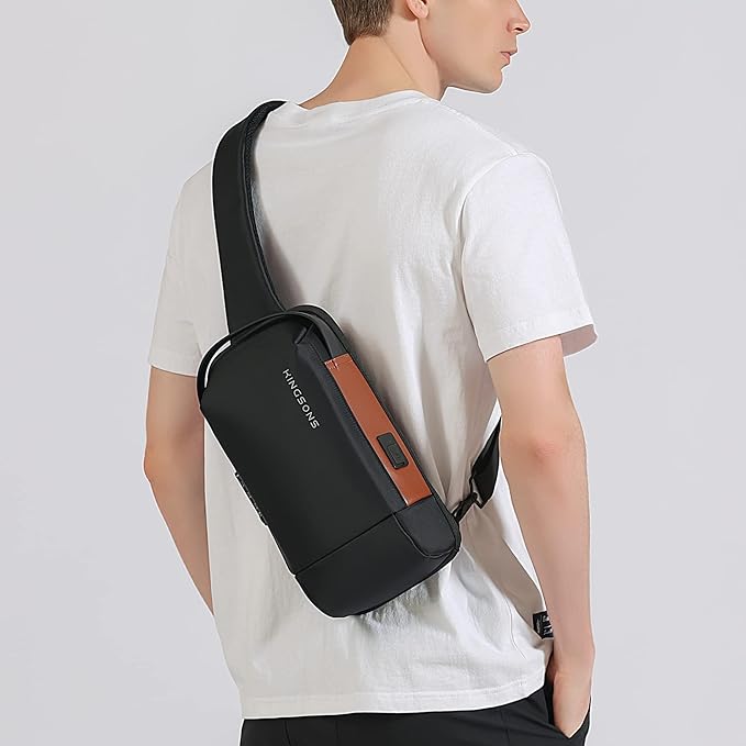 Kingsons Sling Crossbody Bag Anti-theft Chest Shoulder Backpack for Men Waterproof Minimalist Casual Daypack for Travel Gym