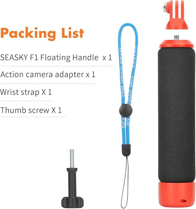 SEASKY F1 Multifunction Enhanced Floaty Handle Grip Hand Stick Bar Accessories for Gopro Hero13/12/11/10/9 Black for Insta360 X5 X4 X3 X2 Ace Pro 2 for DJI Action 6 5 Pro/4/3 Sports Action Camera