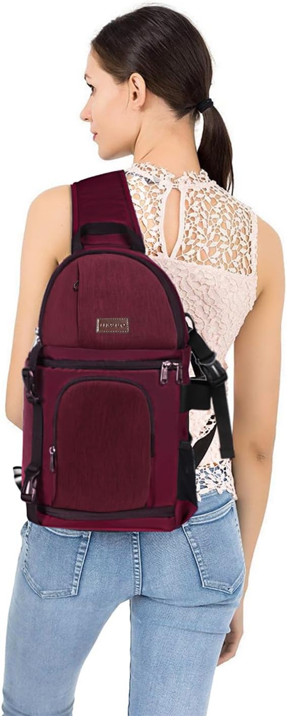 MOSISO Camera Sling Bag, DSLR/SLR/Mirrorless Camera Backpack Case Shockproof Photography Backpack with Tripod Holder & Removable Modular Inserts Compatible with Canon/Nikon/Sony/Fuji