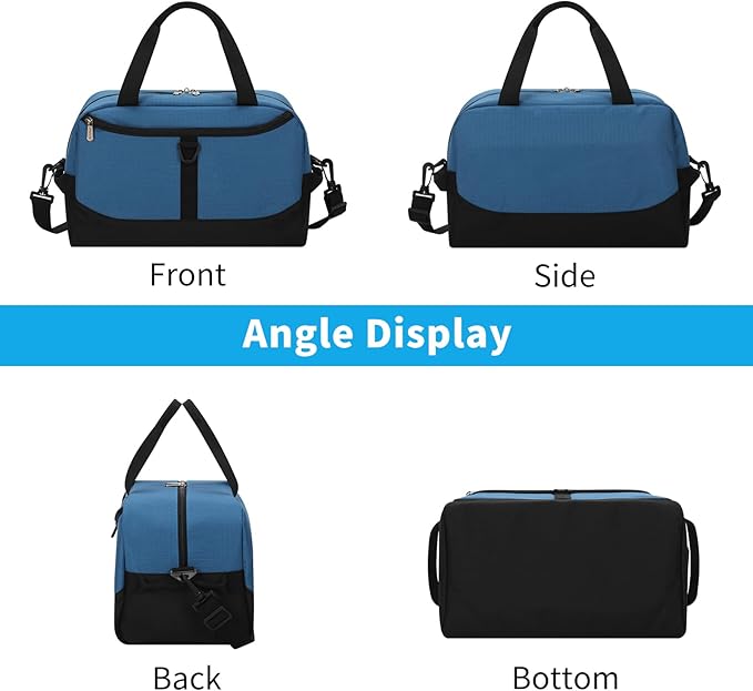 Apenze Small Gym Bag 14 inch lightweight Carry On Mini Duffel Bag with D-Ring for Travel Sport - Blue