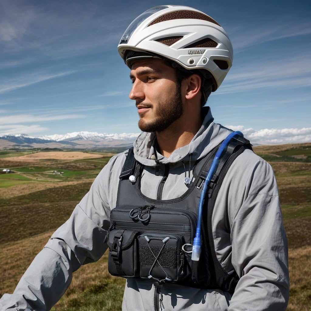 USA Original Patent Running Hydration Vest Backpack, Lightweight Chest Pack with 2.0L Water Bladder Bag Daypack for Hiking Running Cycling Race Marathon for Women Men