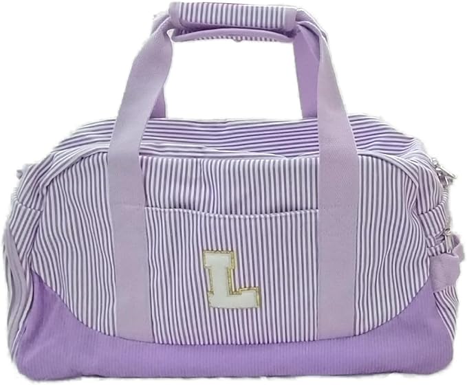 Kids Duffle Bag Overnight Travel Bag with Shoe Compartment, Letter L