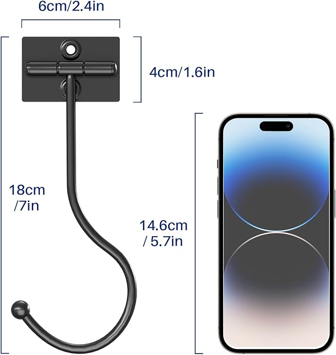 Modern Banana Hanger Hook Under Cabinet: Adhesive Banana Holder, Foldable with Magnets When Not in Use, Under Counter Banana Hook, Stainless, Hold 13 LB, Black, 2 Pack