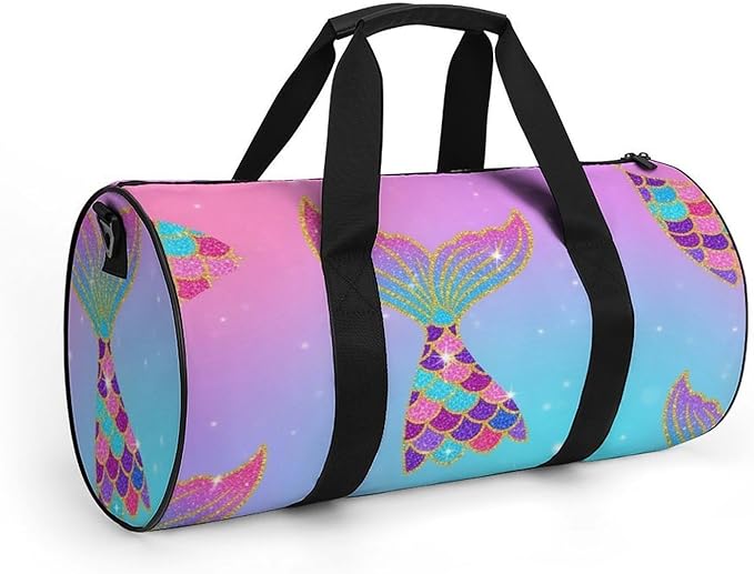 Foldable Gym Travel Bag Mermaid Tail Scale (4) Overnight Weekender Travel Bag Dance Sports Gymnastics Bags Unisex Overnight Bags