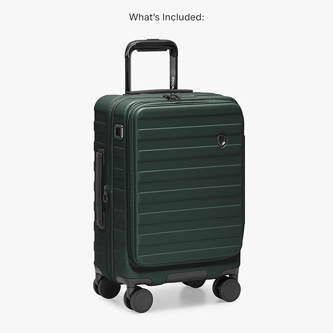 Traveler's Choice Novia Top Opening Expandable Polycarbonate Luggage with Spinner Wheels, Green, 21-Inch Carry-on