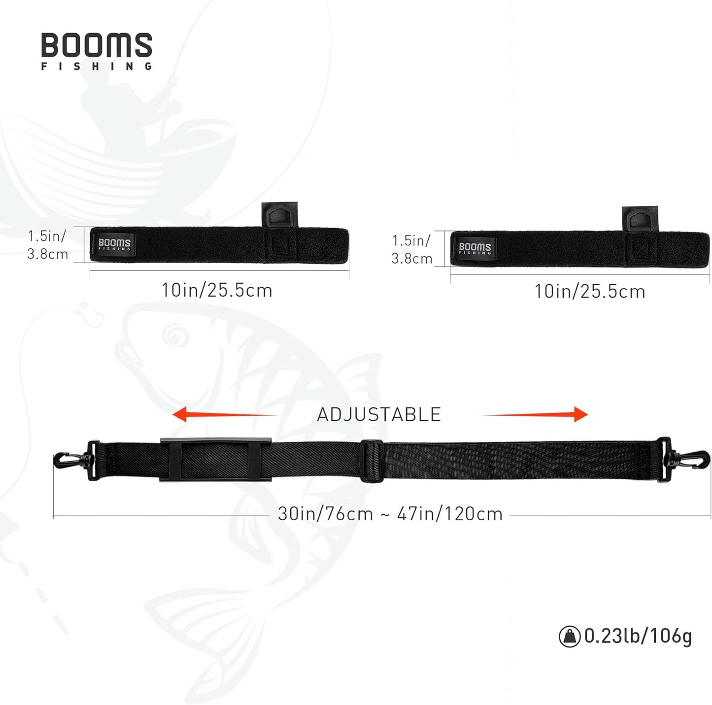 Booms Fishing RS4 Rod Carrier Strap Sling Shoulder Belt, Black