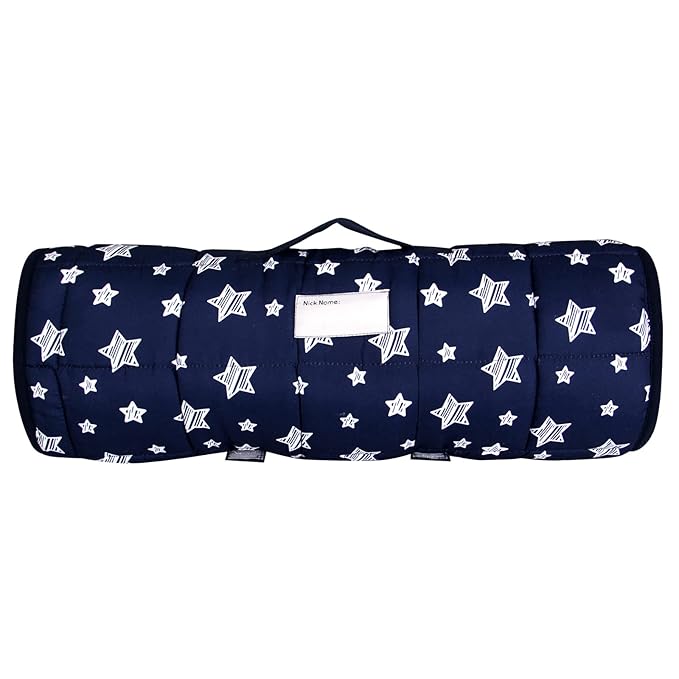 Toddler Nap Mat 2 Pack, Nap Mat for Toddlers Preschool, Daycare and Fleece Minky Blanket, Lightweight, Soft, Gray and Navy