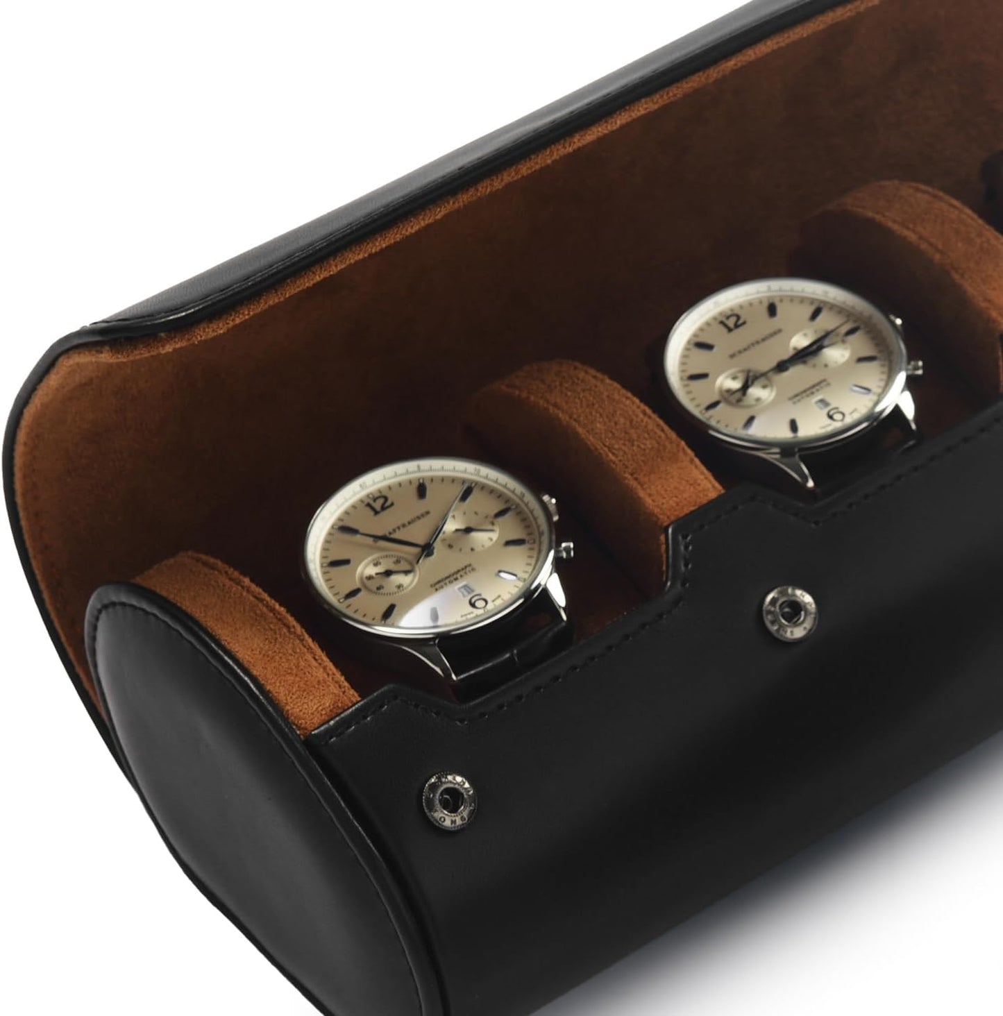Oirlv Premium Leather Watch Roll Travel Case 3-Slot Watch Box for Men and Women Storage & Organizer Display, Anniversary Birthday(Black)