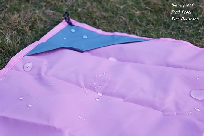 Orga'Neat Pocket Picnic Blanket, Sandproof Lightweight Pocket Camping Tarp, 55″x 60″ Foldable & Fits into Small Bag, Water Resistant Washable Quick Dry Compact Beach Mat for Outdoor Recreation