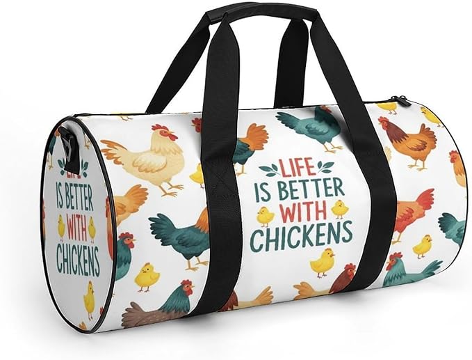 Weekender Carry on Beach Yoga Overnight Luggage Bag Life Is Better with Chicken Rooster Gym Sports Duffle Bag Dance Gymnastics Bags