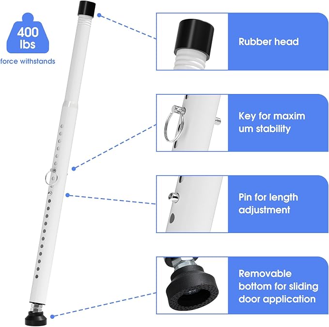 Sliding Door Security Bar,2Pcs 16 to 51 Inch Inside Sliding Patio Door Window Security Bar Stopper, Adjustable Window Locks Security Bars for Home Apartment Security, Sliding Glass Door Lock Hardware