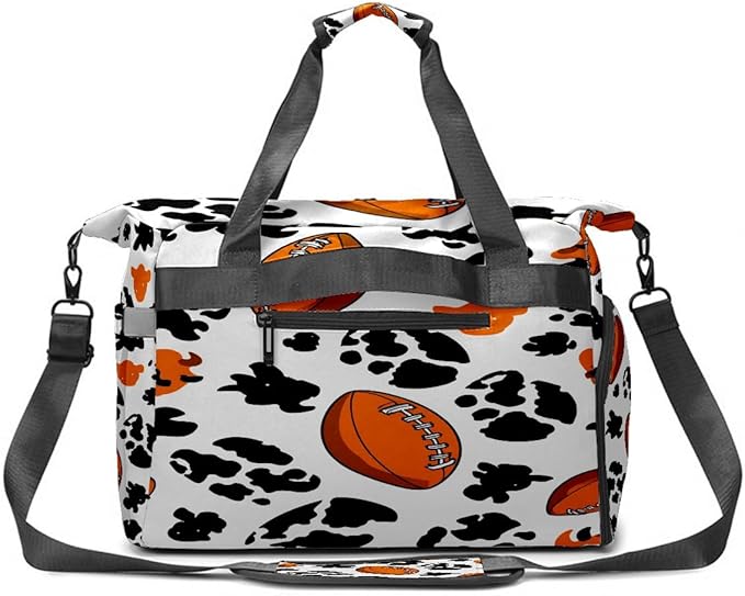 Dynamic Football Black Gym Bag for Women & Tennis Bag, Large Sports Duffel Bag Waterproof with Ventilated Shoe Compartment & Front Racket Sleeve, Lightweight Travel Weekender Overnight Bag
