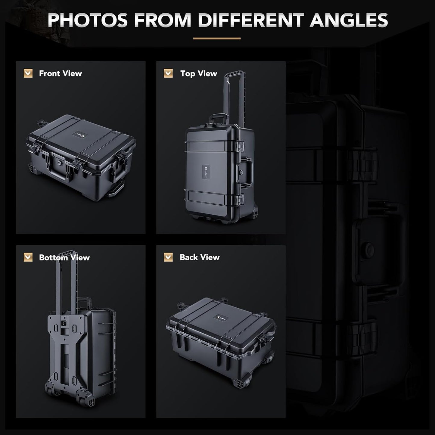 Lykus HC-5220 Waterproof Hard Case with Wheels and Customizable Foam, Interior Size 20.5x14.2x9.7 inch, Suitable for camera, lens, drone, mic, flashlight, projector, electronics, tools, and more