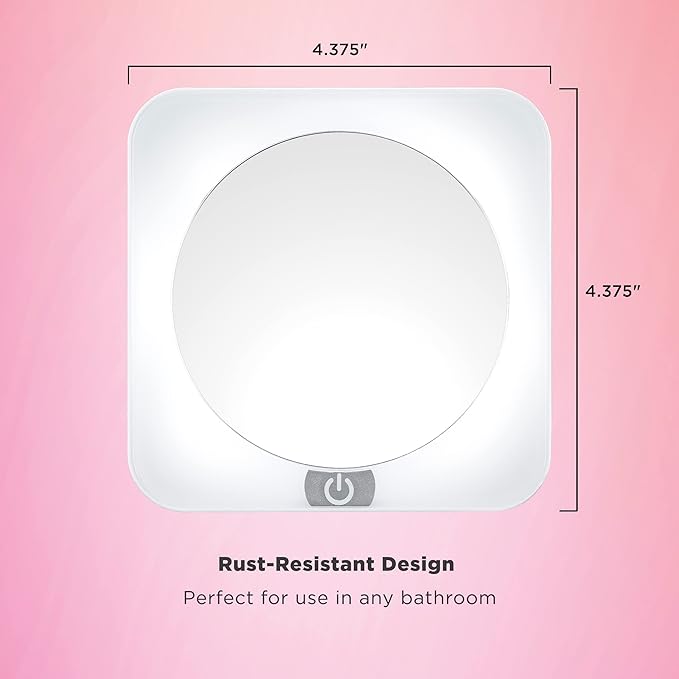Conair Lighted Makeup Mirror, LED Vanity Mirror, 12X Magnifying Mirror, Compact Travel Mirror with Suction Cup, Battery Operated in White