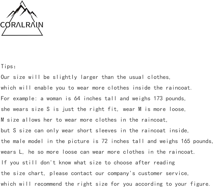 Coralrain Long Hooded Raincoat Safety Waterproof Emergency Rain Jacket Poncho for Men Women Adults