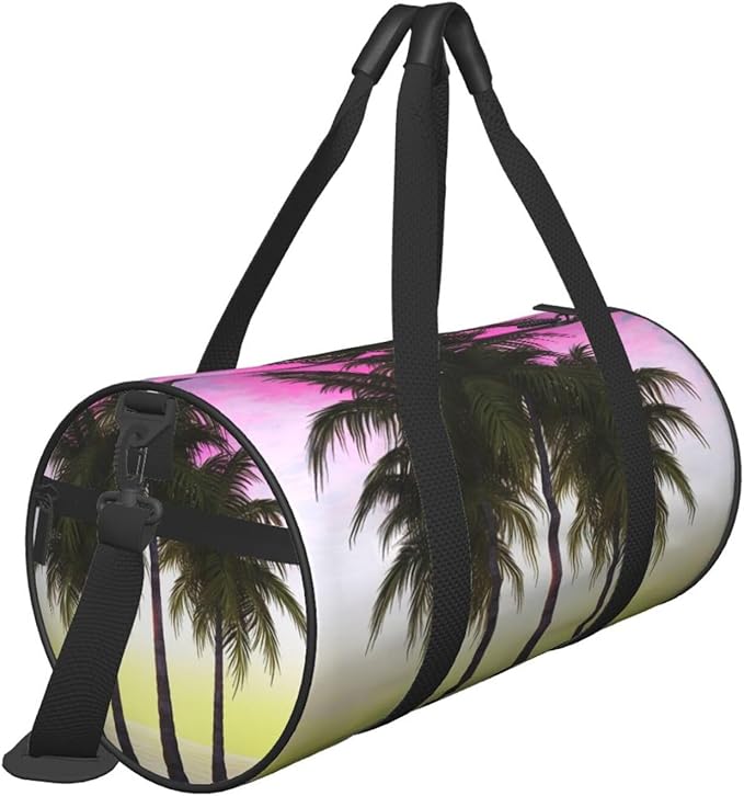 Tropical Palm Tree Sports Gym Bag for Women Men Travel Duffel Bag Tote Weekender Bag Canvas Carry on Overnight Bag for Travel Swimming Fitness Workout Sports Duffle Bag