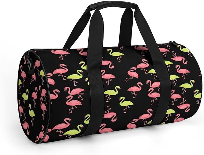 Gym Sports Travel Workout Bag Pink And Turquoise Flamingo Dance Gymnastics Bag Lightweight Carry On Bags Foldable Overnight Bags