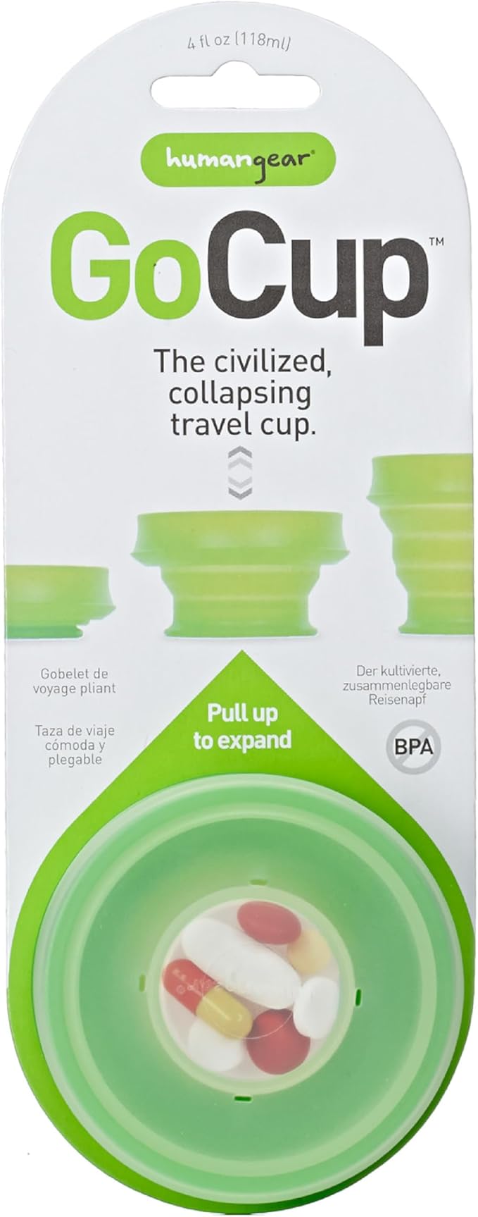 humangear GoCup | Compact Storage | On the Go Cup | BPA-free, PC-free, Phthalate-Free, Small (4 fl.oz/118ml), Green