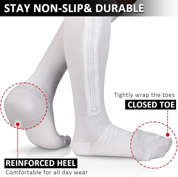 Ailaka Medical 15-20 mmHg Zipper Compression Socks Women Men