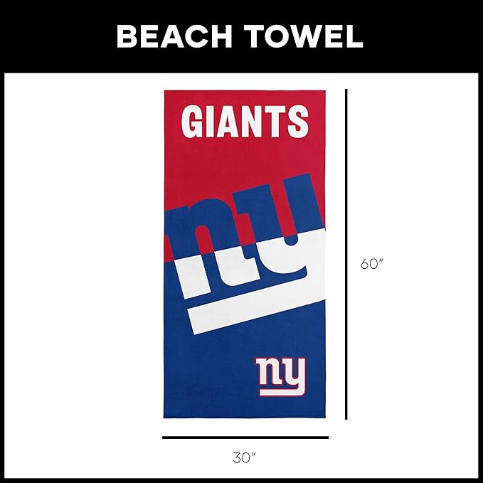 Northwest NFL Oversized Microfiber Beach Towel, 60 x 70 Inches – Quick Dry, Sand Resistant, Lightweight, Highly Absorbent, Shibori Design