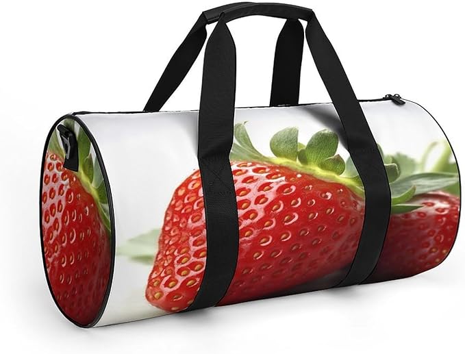 Sports Gym Bag for Women Men Travel Duffel Bag Tote Weekender Bag Fruit Strawberry Carry on Overnight Bag for Travel Swimming Fitness Workout Sports Duffle Bag