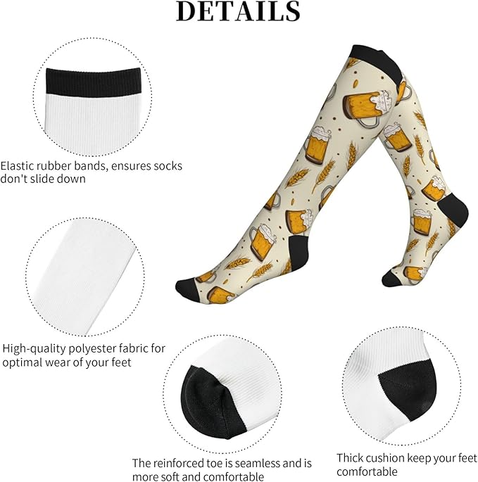 Compression Socks Knee High Circulation Support Socks For Women Men Athletic Running Work Hiking Cycling Travel