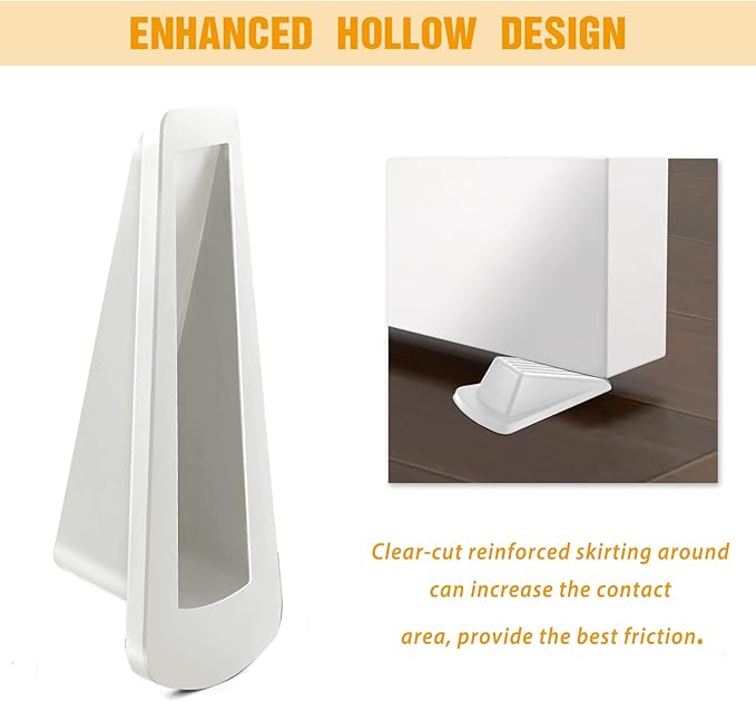 Crosize Door Stoppers for Bottom of Door, Premium Rubber Door Stops, Sturdy Door Wedge for Carpet, Tile, Concrete, Wood, Door Holder for Heavy Duty Door, White