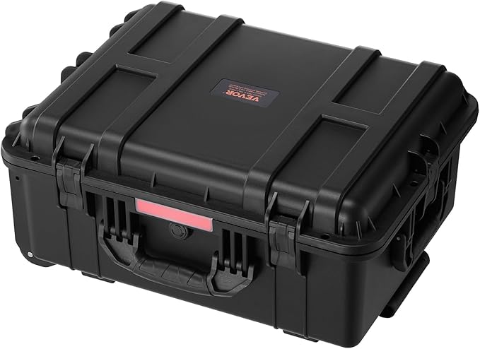 VEVOR Weatherproof Hard Case, Heavy Duty Protective Dry Box with Pre-Cut Foam, Wheels & Retractable Pull Handles for Travel, Hunt, Military, Tactical, IP67 Waterproof Case for Cameras(57x45x28)