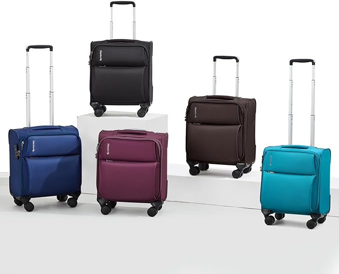 Hanke 16 Inch Underseat Carry On Luggage with Spinner Wheels Airline Approved, Small Rolling Suitcase Softside Underseater Lightweight TSA Travel Roller Suitcase Carry-On Bag(Burgundy)
