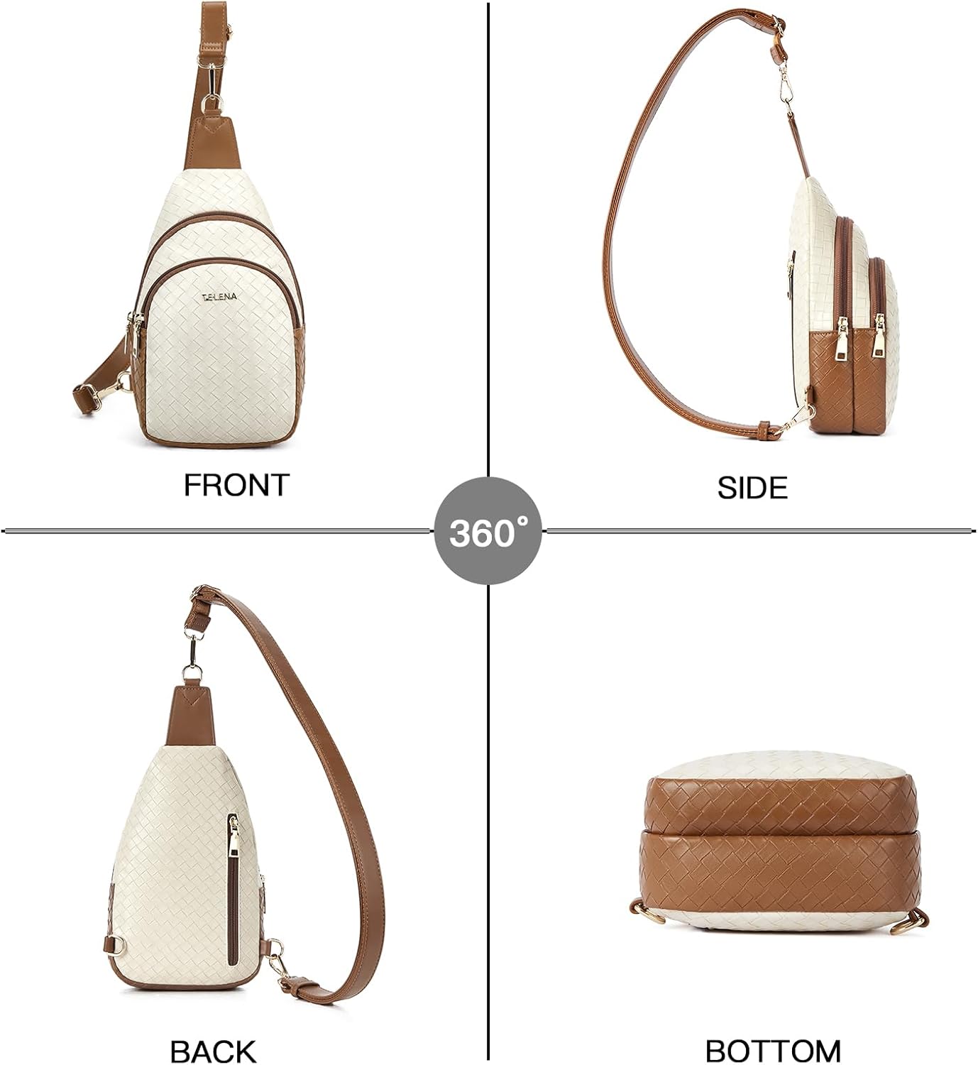 Telena Small Sling Bag for Women Leather Crossbody Fanny Packs Chest Bag for Women