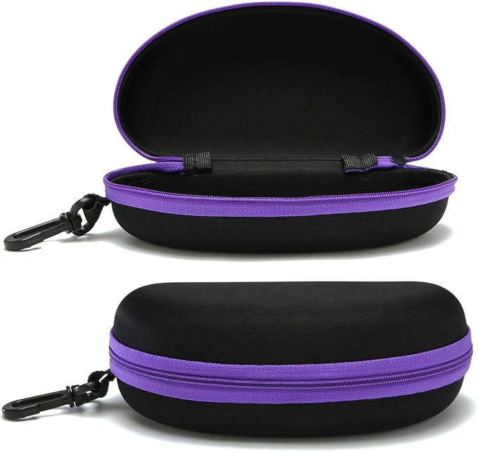 Sunglasses Case,(3 Pack) Portable Travel Zipper Eyeglasses Frame glasses Case Hook For Mens and womens
