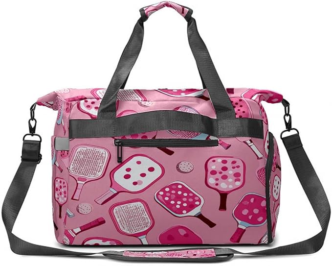 Sweet Cool Pink Gym Bag for Women & Tennis Bag, Large Sports Duffel Bag Waterproof with Ventilated Shoe Compartment & Front Racket Sleeve, Lightweight Travel Weekender Overnight Bag