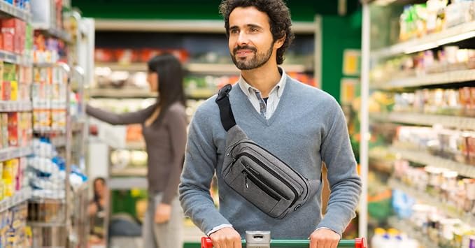 Packism Fanny Packs for Women Men - 6 Pockets Large Crossbody Waist Bag with Adjustable Strap Belt Bag for Travel Running Hiking