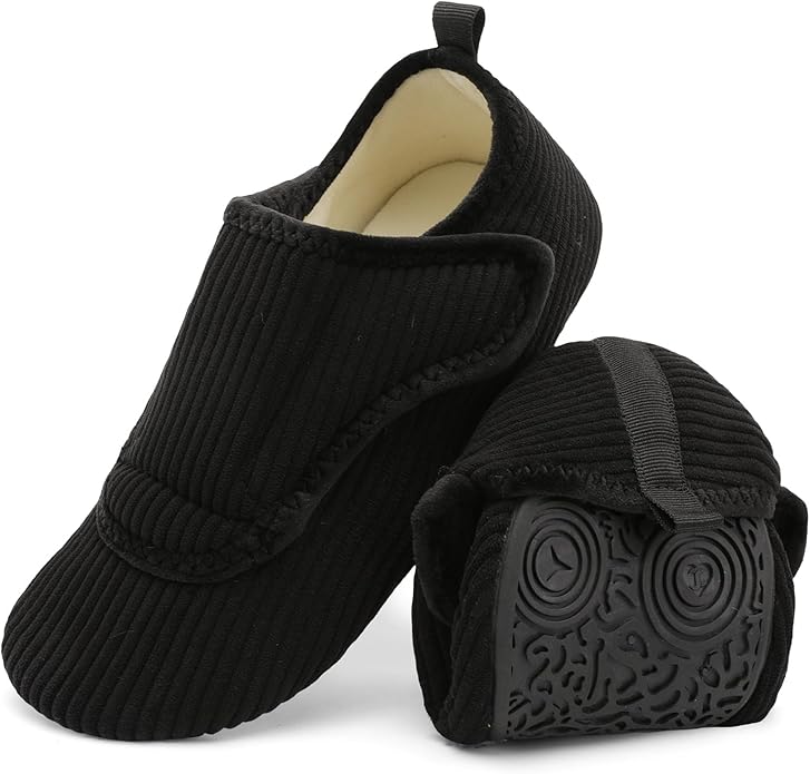 BARERUN Slippers for Women Men Wide House Diabetic Shoes for Women Men Warm Arthritis Edema Swollen Neuropathy Socks Slip on Adjustable Fuzzy Comfy Soft Womens Mens Bedroom Sliipers