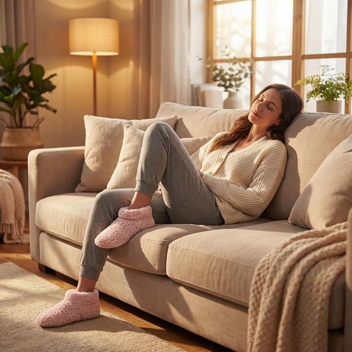 Cozylook Fuzzy Slippers for Women Indoor, Warm Bedroom Slip On Shoes, Winter Fluffy House Socks with Grippers, Cozy Christmas Gifts Unique