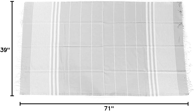GOQAN Turkish Beach Towel Oversized 39x71 | Thin, Lightweight, 100% Cotton and Sand Free Towel is Suitable for Beach, Bathroom, Pool, Travel & Swim - Dark Grey