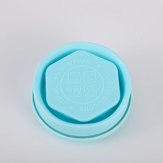 Qiao&Kai Collapsible Cup 6oz(180ml), Silicone Folding Travel Cup, Cup for Traveling, Camping, Gym,Kids, Daily Use – BPA-Free, Eco-Friendly,with Gift Box (Blue)