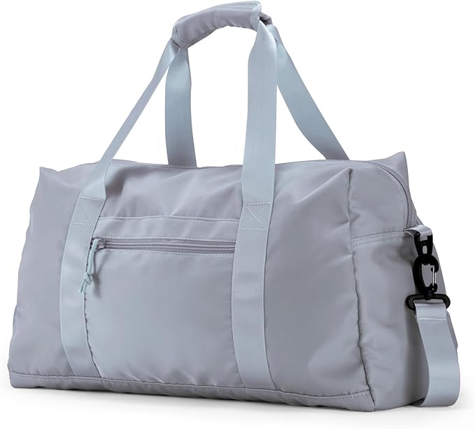 Travel Duffle Bag,Sport Gym Bag for Men And Women with Wet Pocket,Weekender Bag Carry On Tote Bags for Airplane Light Grey