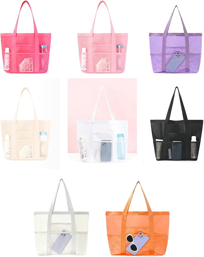 Mesh tote bag, suitable for daily travel, shopping, weekend trips, beach bags, fitness bags